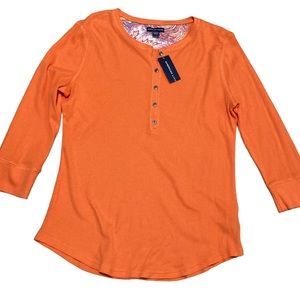 American living, orange waffle wave Henley new with tags size extra large